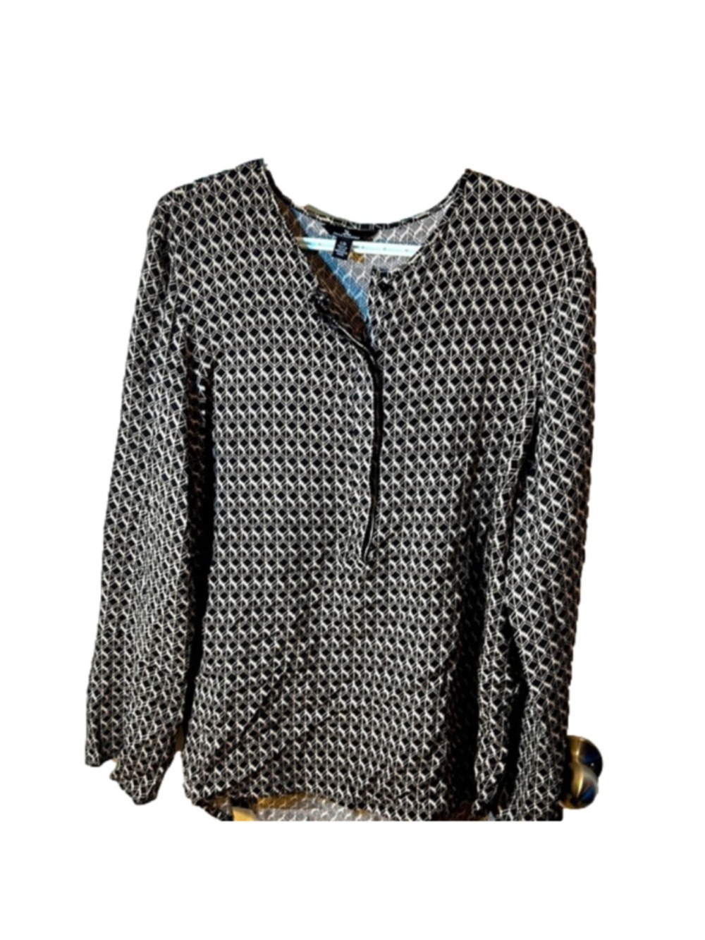 Jules & Leopold Diamond Geo Print Quarter Button Blouse Large